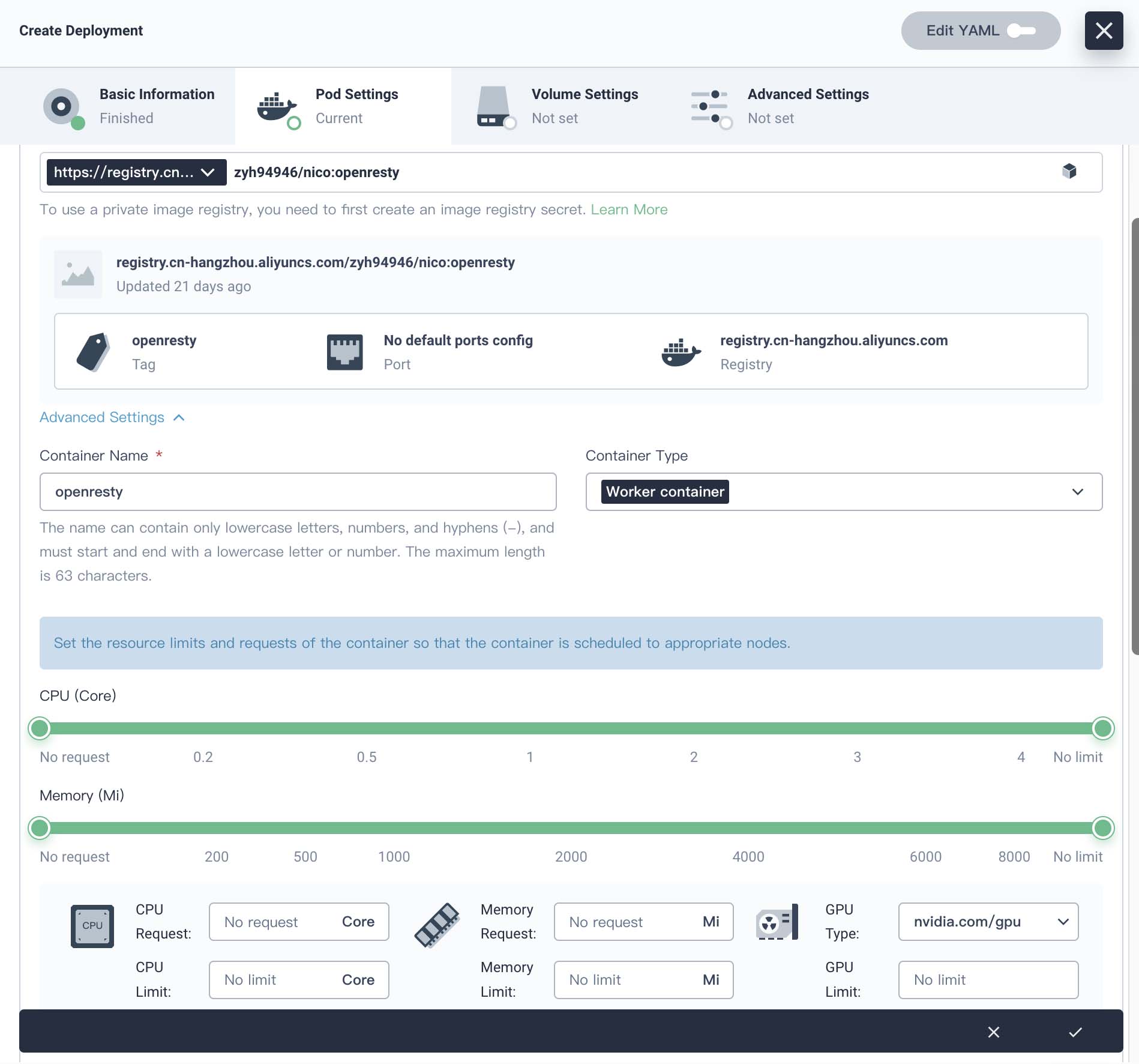 Create Deployment